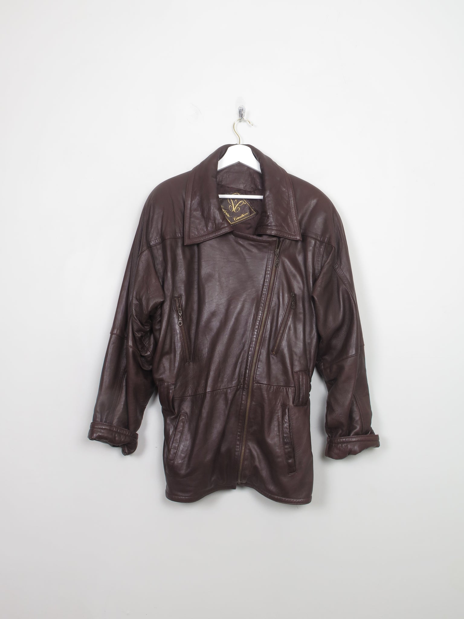 Women's Vintage Brown Leather Jacket M