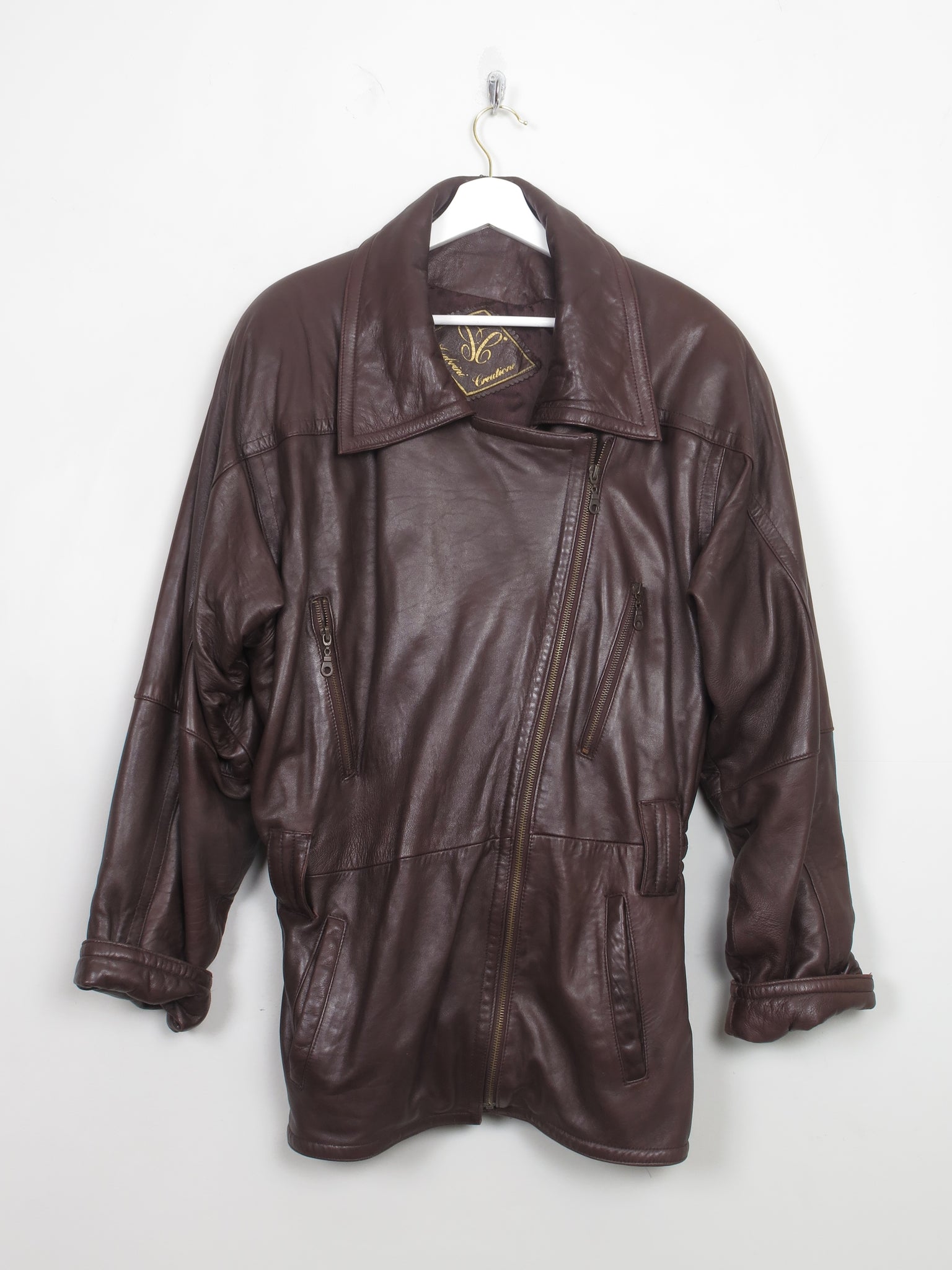 Women's Vintage Brown Leather Jacket M