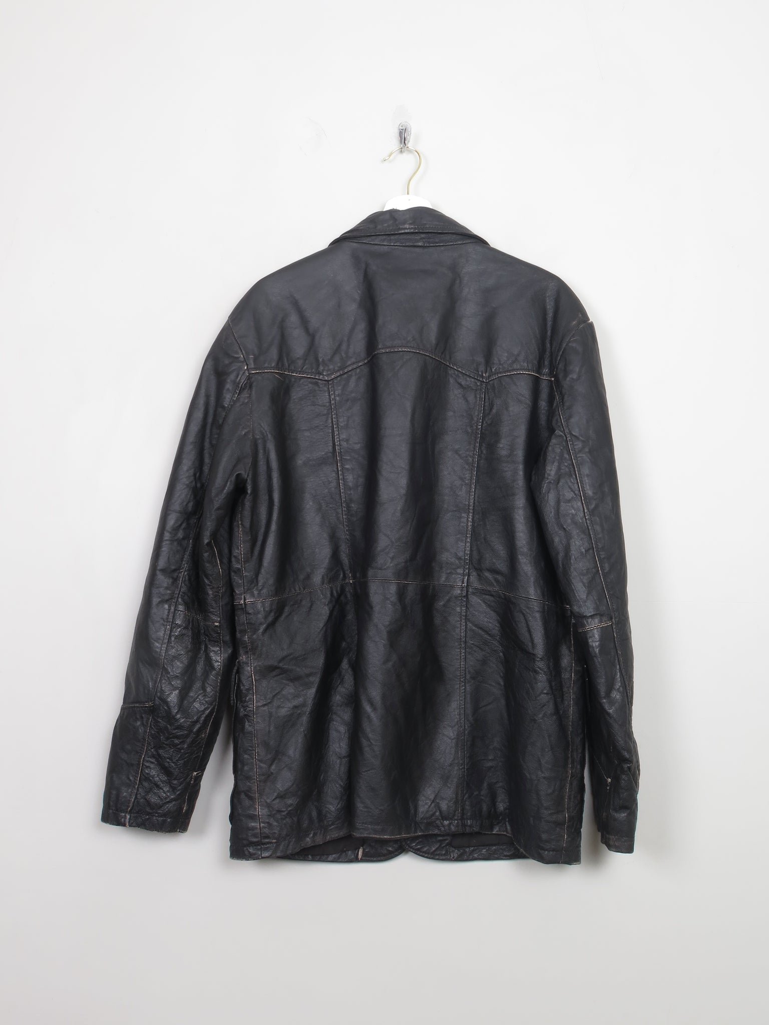 Men's Vintage Black Leather Blazer L