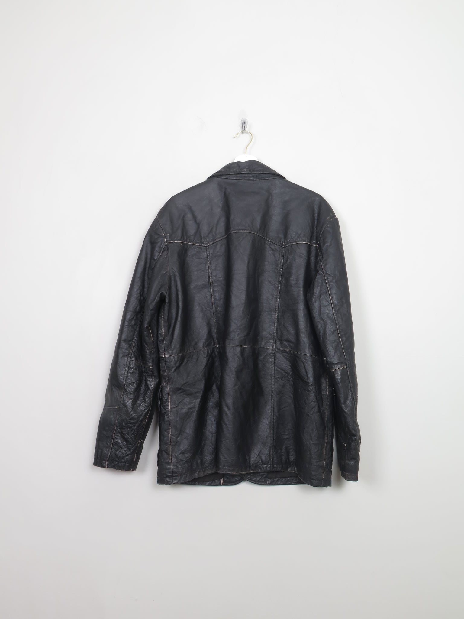 Men's Vintage Black Leather Blazer L