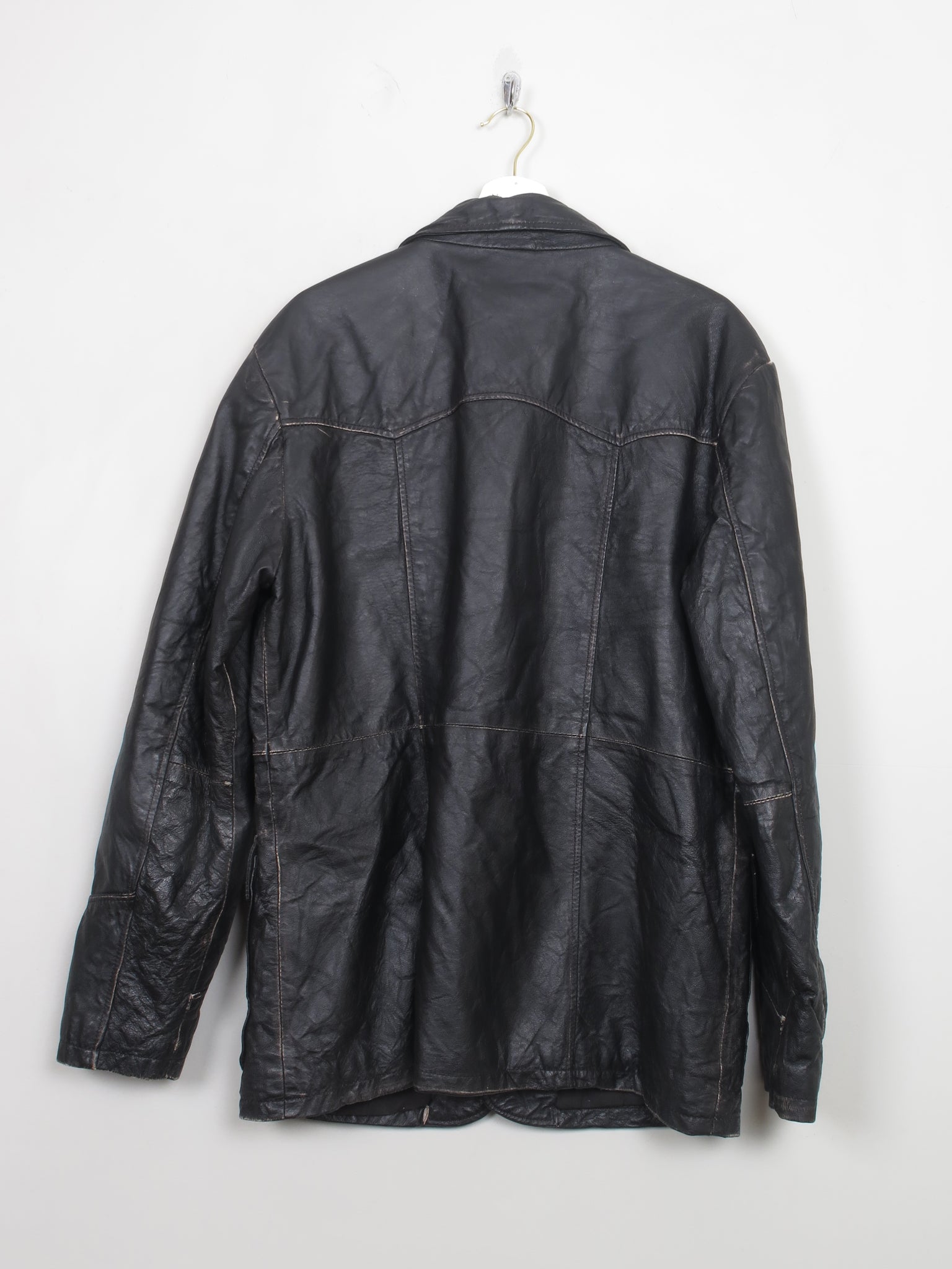 Men's Vintage Black Leather Blazer L