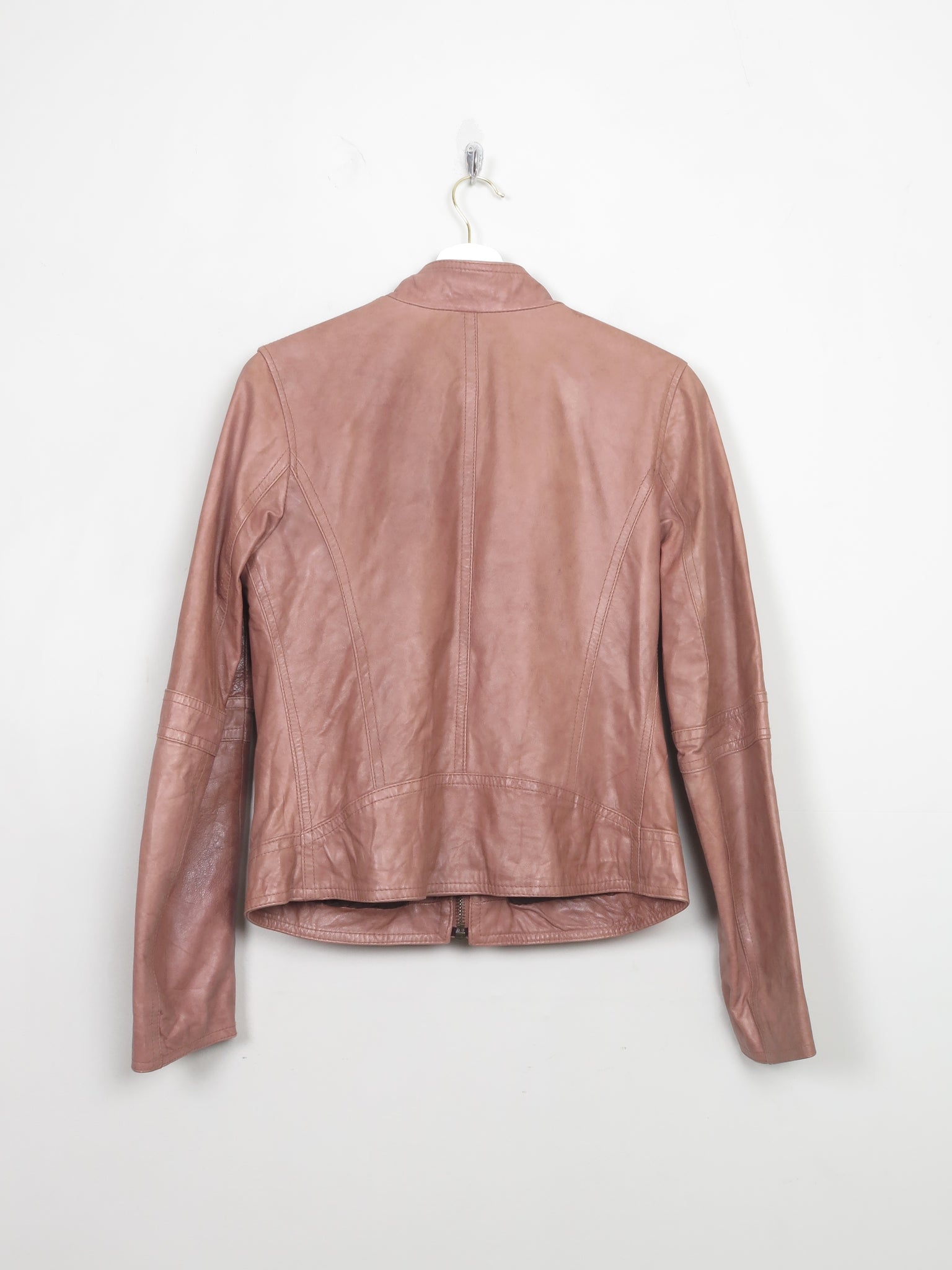 Women's Vintage Tan Leather Biker Jacket S