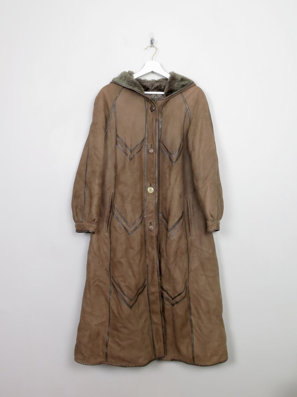 Women's Vintage Green Sheepskin Coat S/M