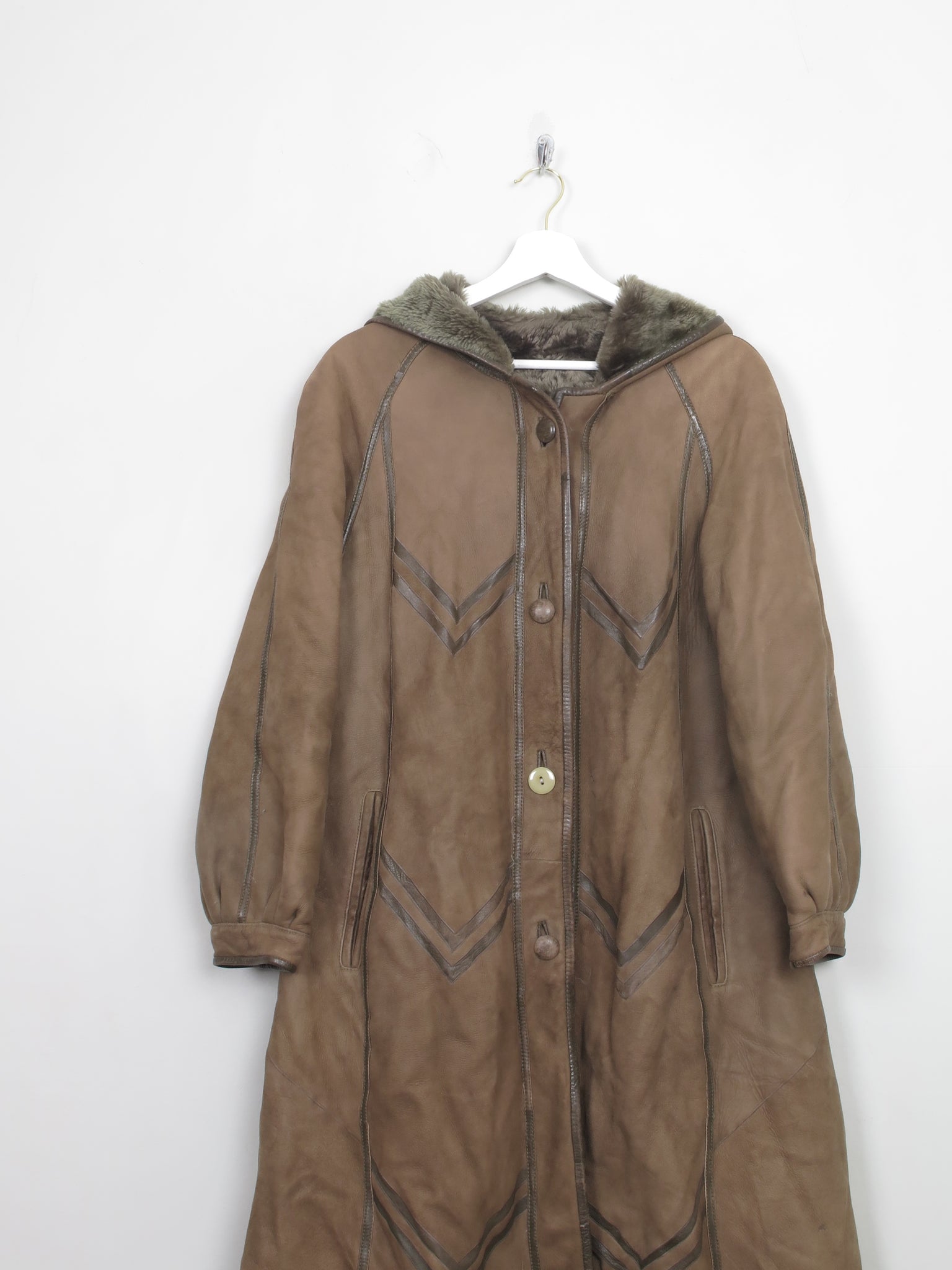 Women's Vintage Green Sheepskin Coat S/M