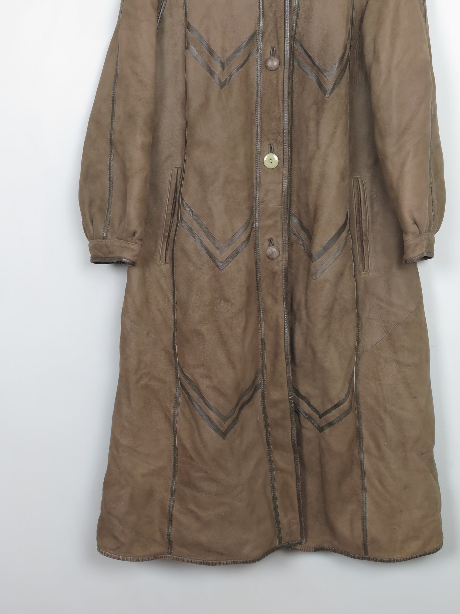 Women's Vintage Green Sheepskin Coat S/M