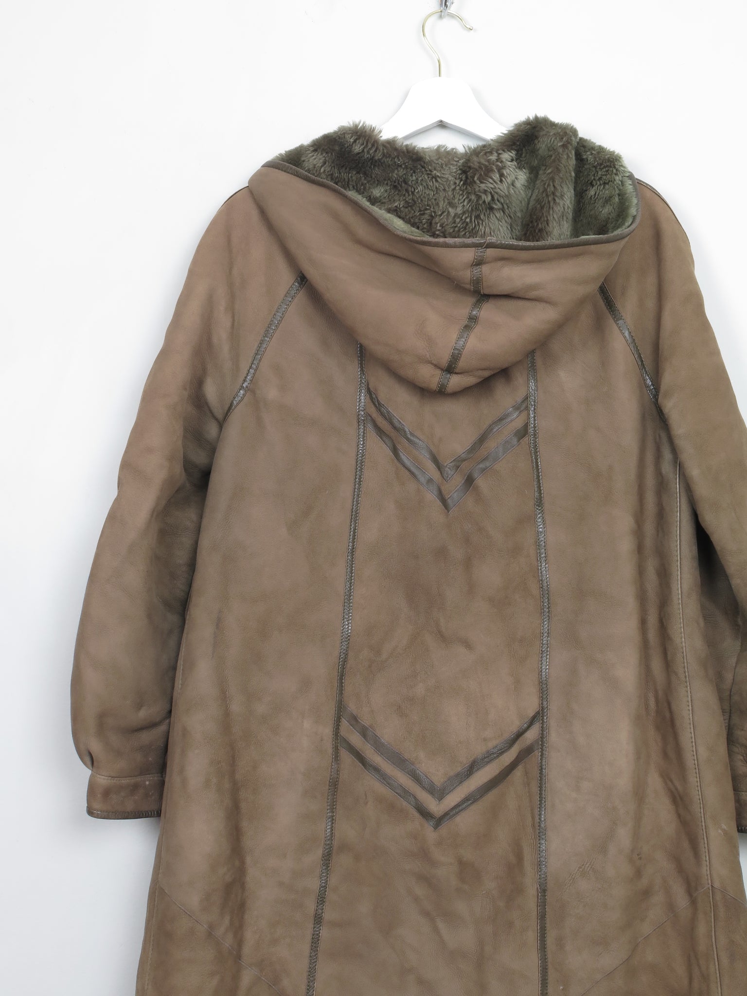 Women's Vintage Green Sheepskin Coat S/M