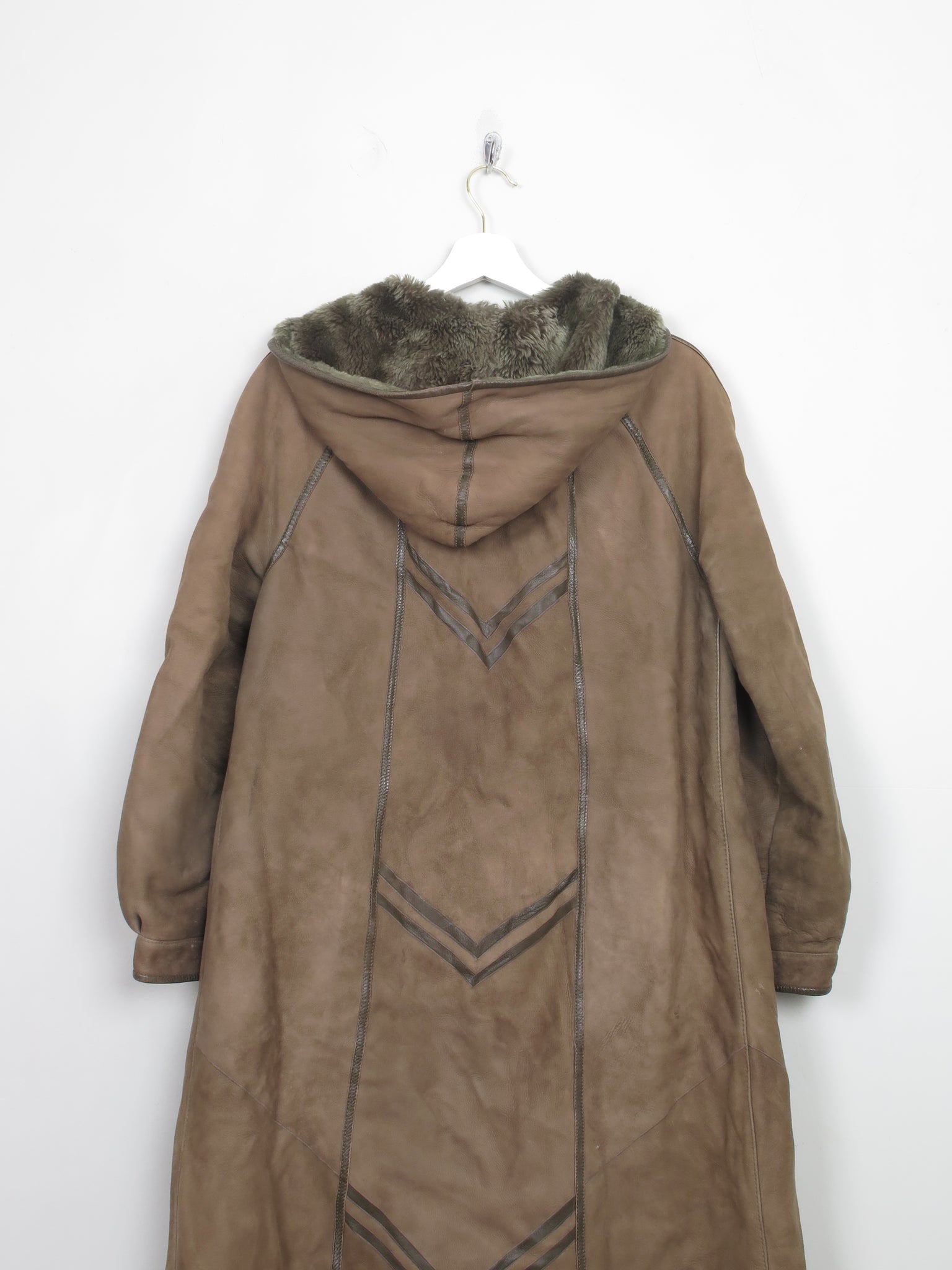 Women's Vintage Green Sheepskin Coat S/M