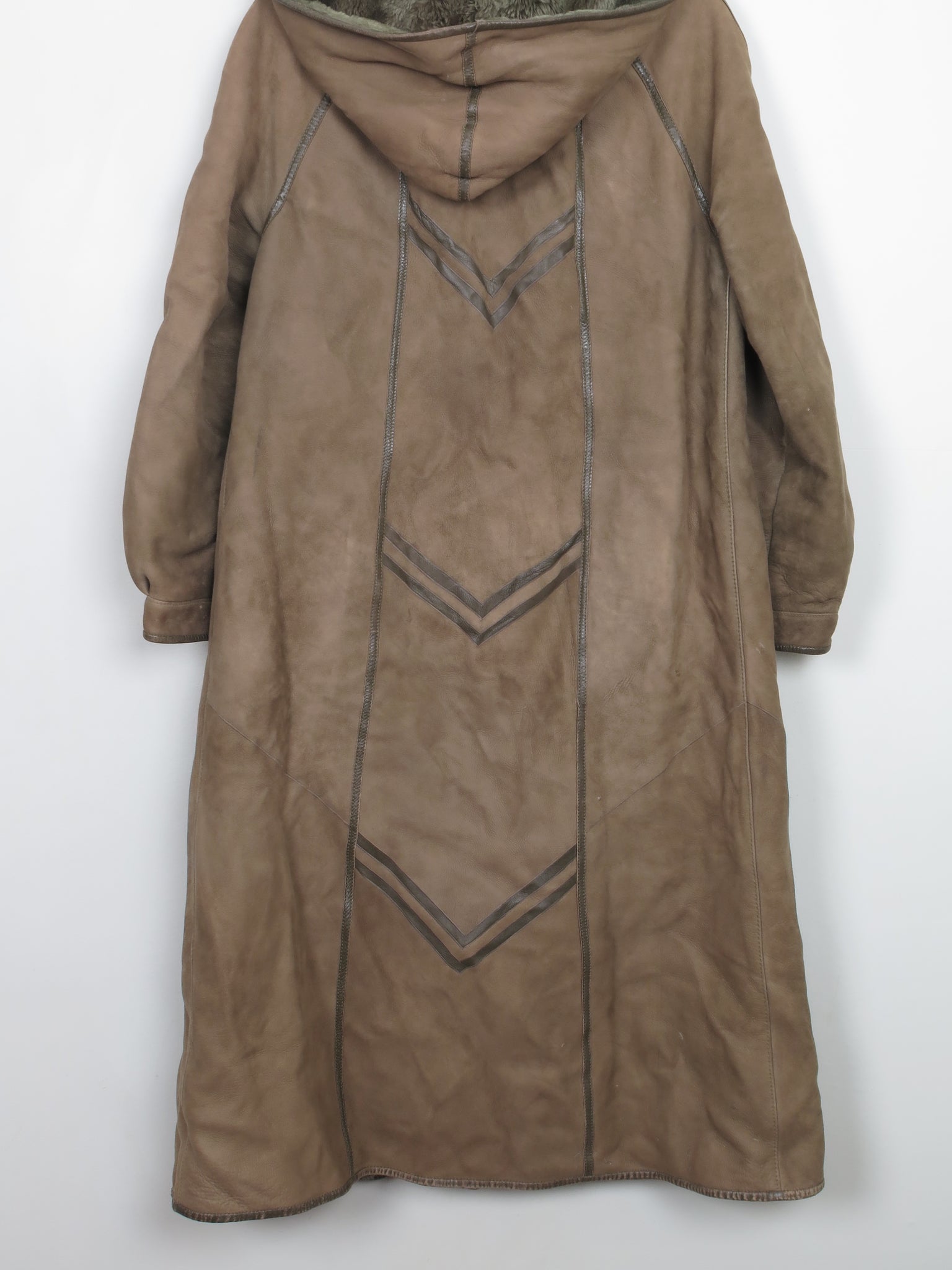 Women's Vintage Green Sheepskin Coat S/M