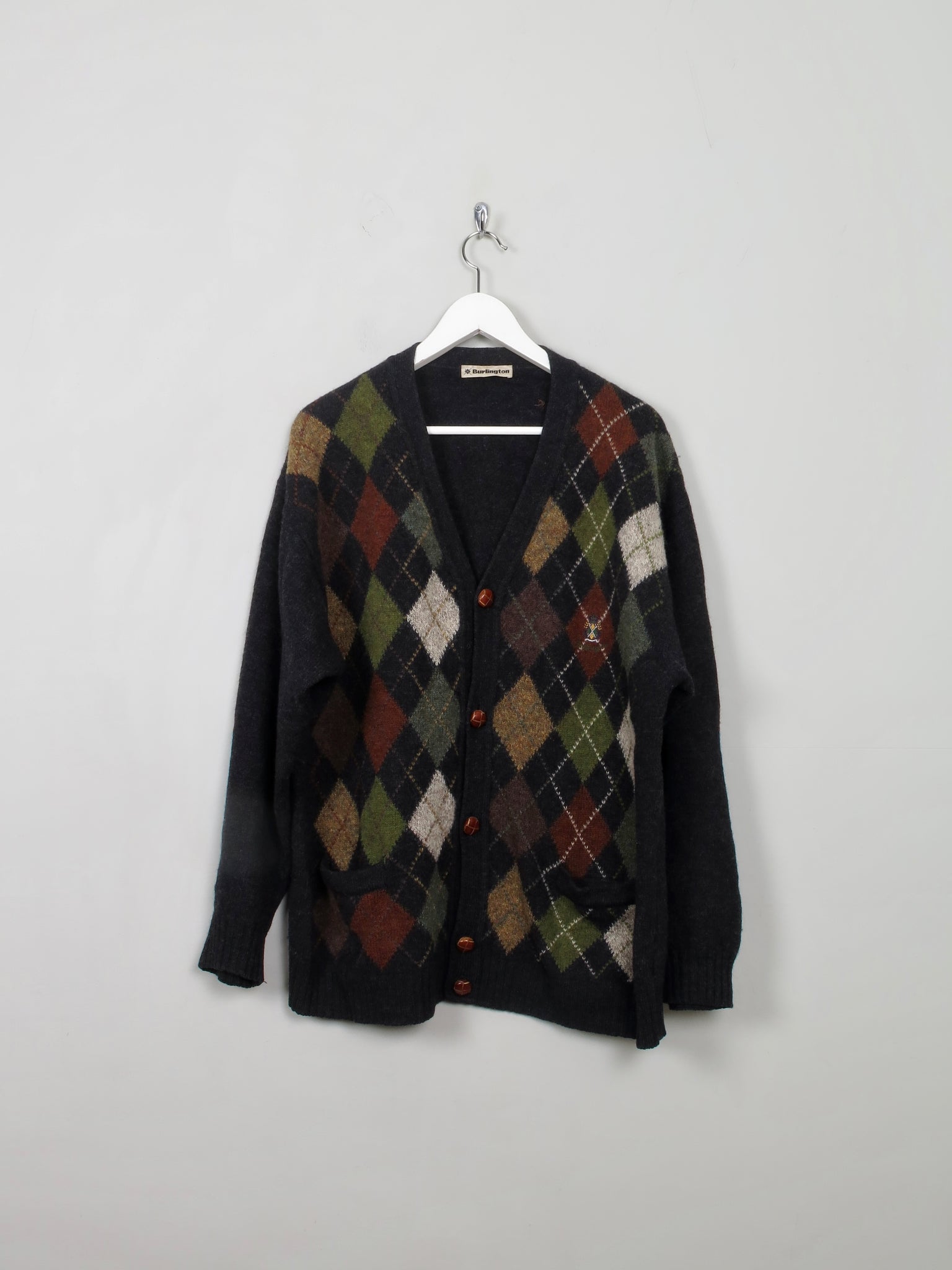 Men's Vintage Diamond Pattern Cardigan M/L