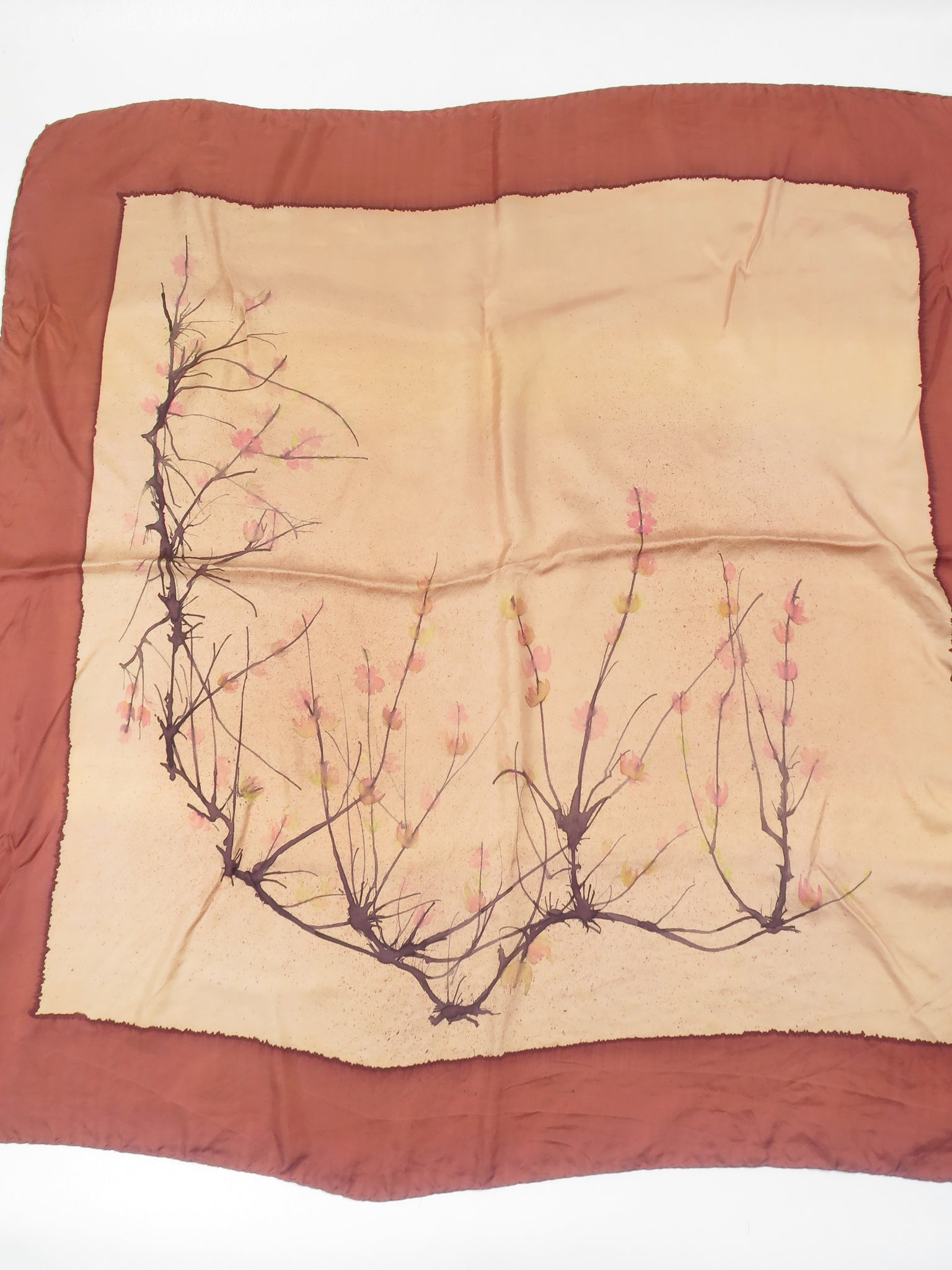 Women's Rust & Cream Asian Style Silk Scarf