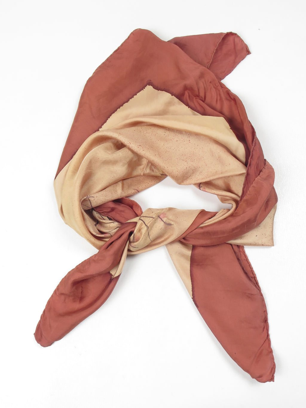Women's Rust & Cream Asian Style Silk Scarf