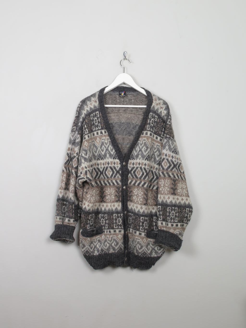 Men's Vintage Wool Patterned Cardigan L/XL