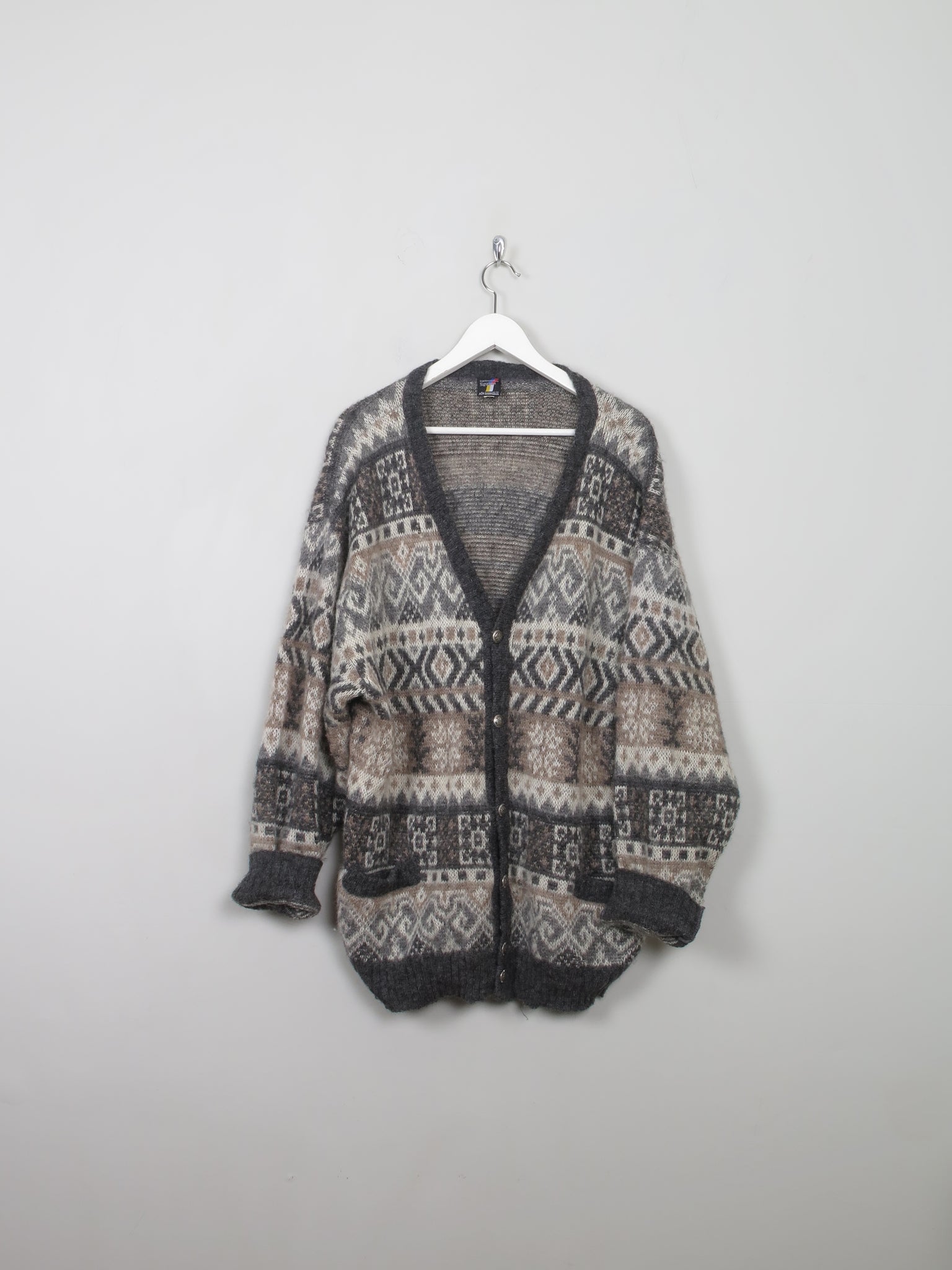 Men's Vintage Wool Patterned Cardigan L/XL