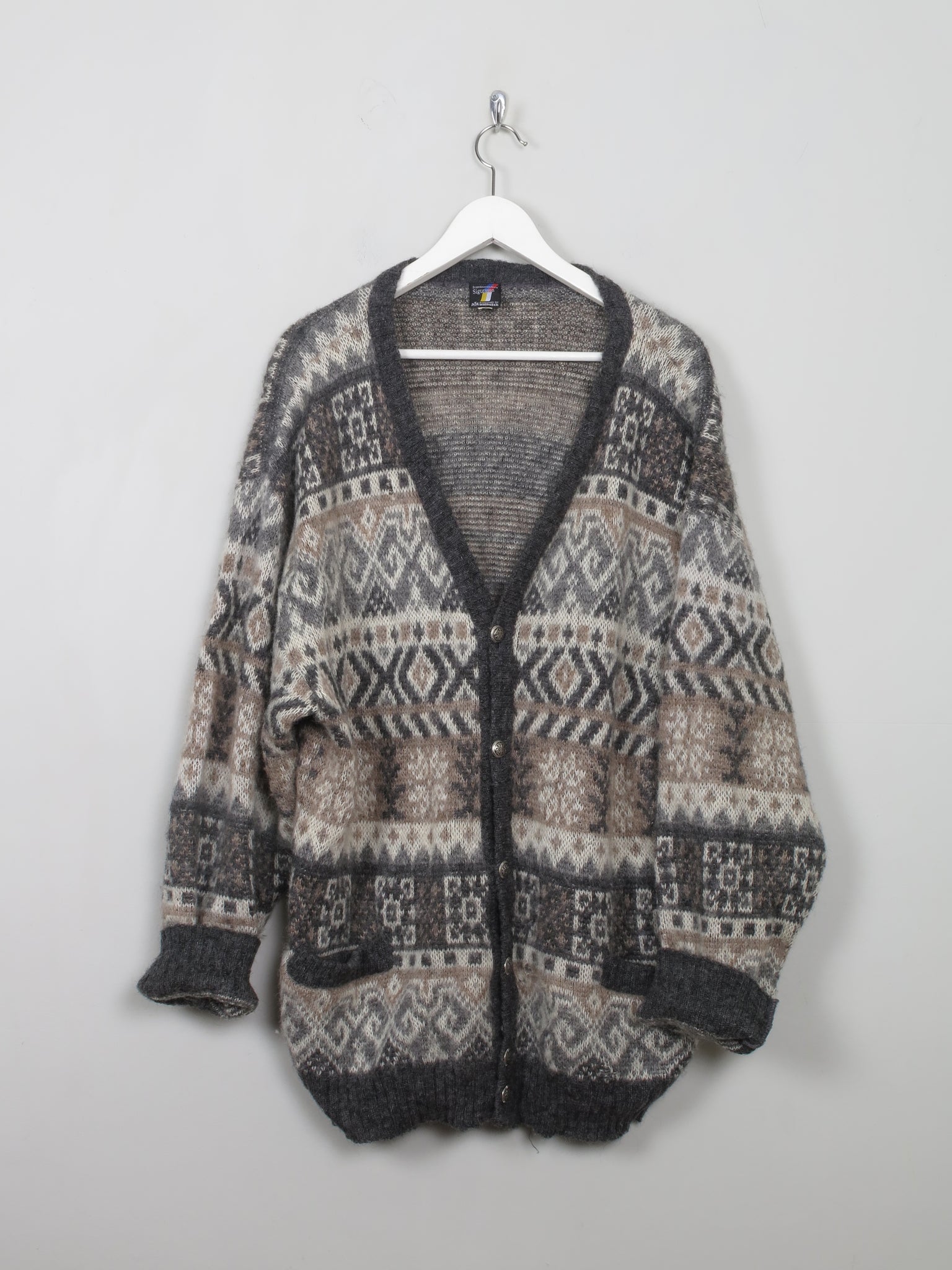 Men's Vintage Wool Patterned Cardigan L/XL