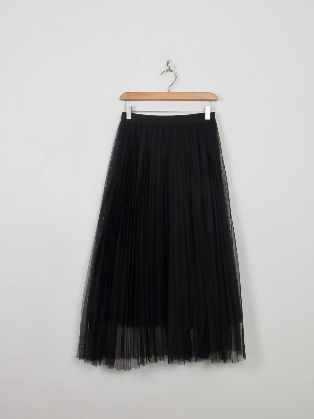 Vintage Style Black Net Pleated Skirt S/M