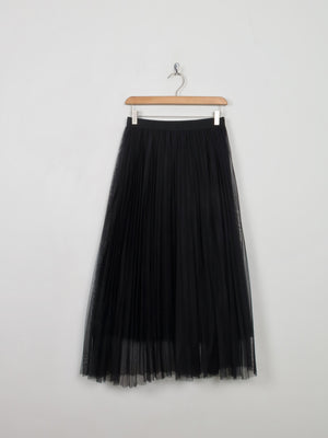 Vintage Style Black Net Pleated Skirt S/M