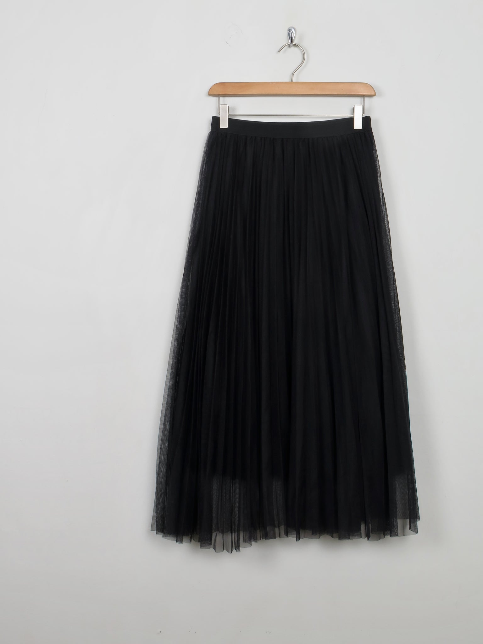 Vintage Style Black Net Pleated Skirt S/M