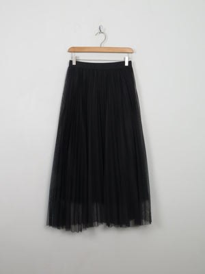 Vintage Style Black Net Pleated Skirt S/M