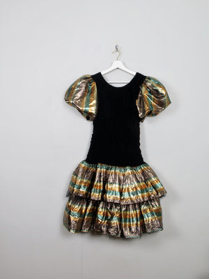 Vintage Gold & Black Party Dress S/M