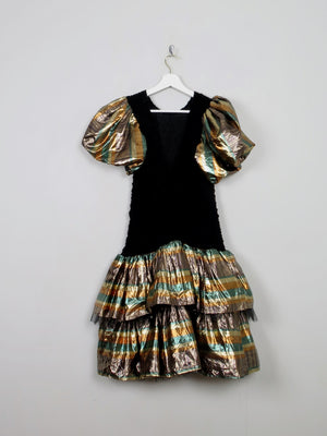 Vintage Gold & Black Party Dress S/M