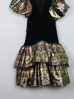 Vintage Gold & Black Party Dress S/M