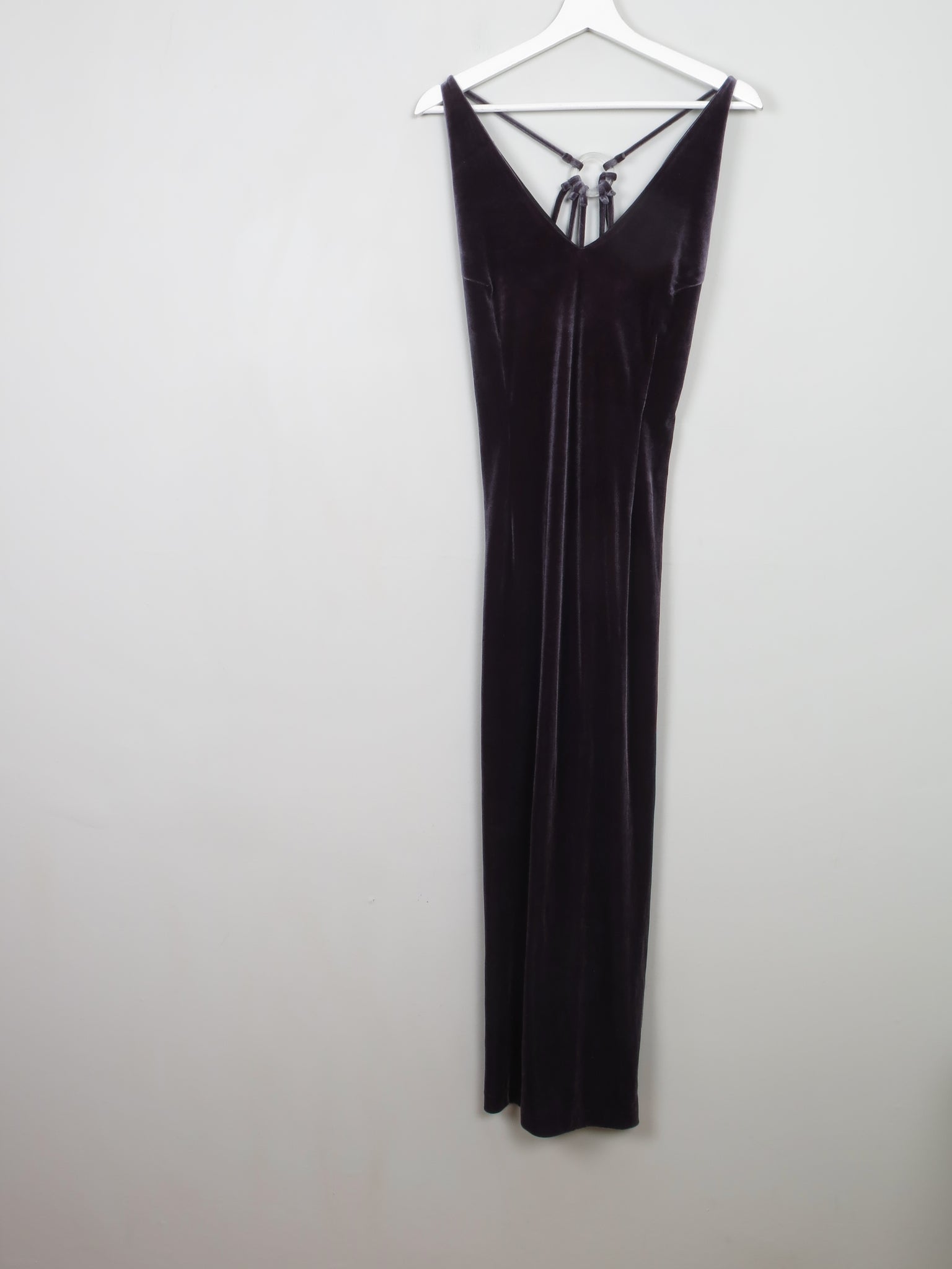 Vintage Long Grey Velvet Sleeveless Dress S