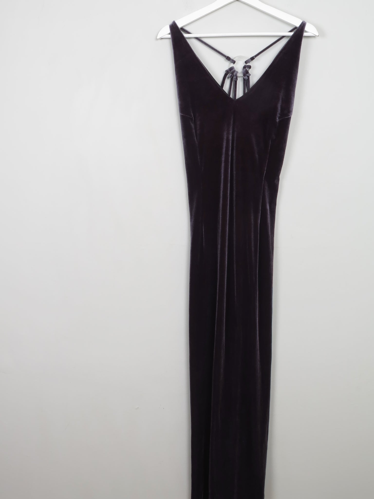 Vintage Long Grey Velvet Sleeveless Dress S