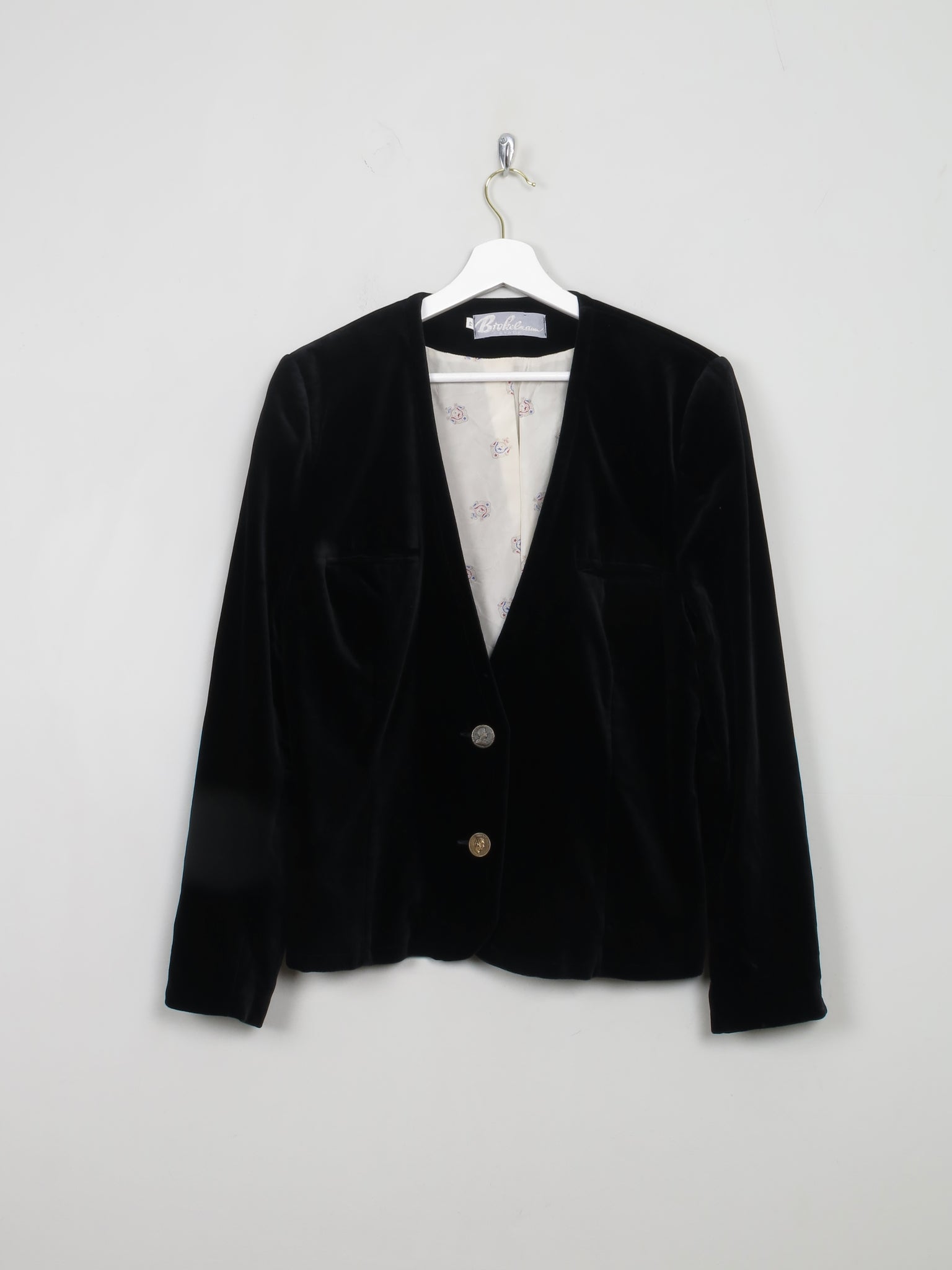 Women's Vintage Black Velvet Jacket M