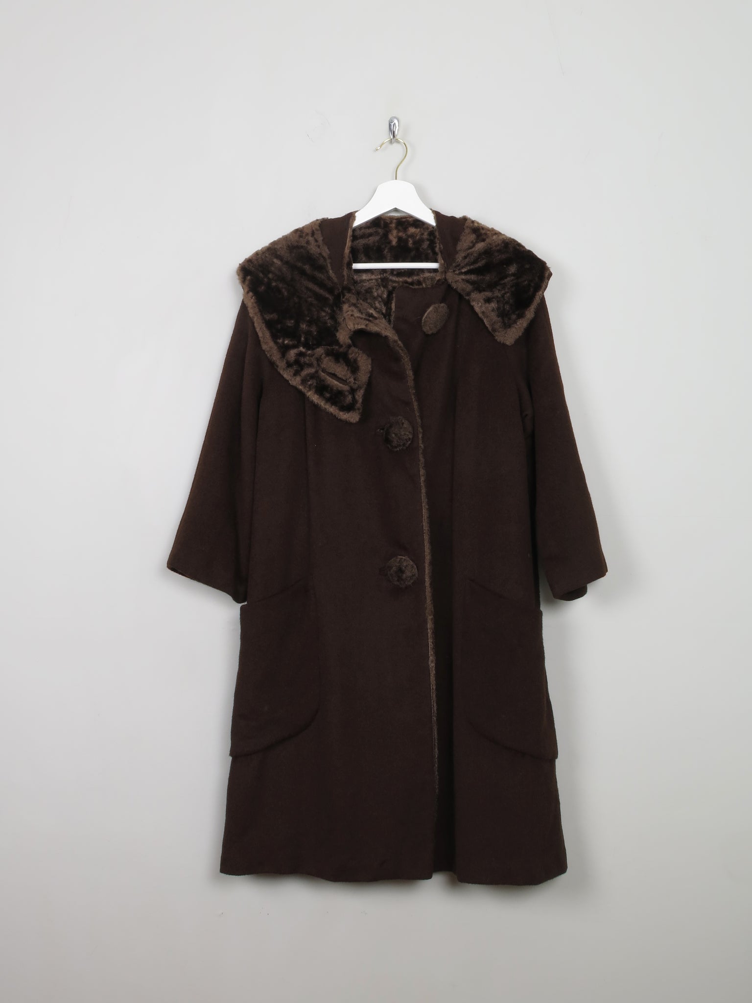 Women's Vintage Brown 1950s Swing Coat S/M