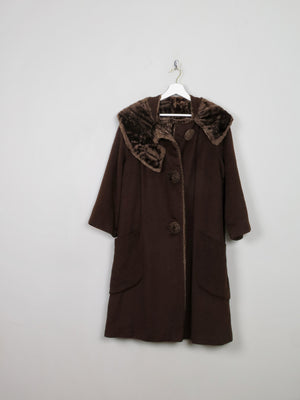 Women's Vintage Brown 1950s Swing Coat S/M