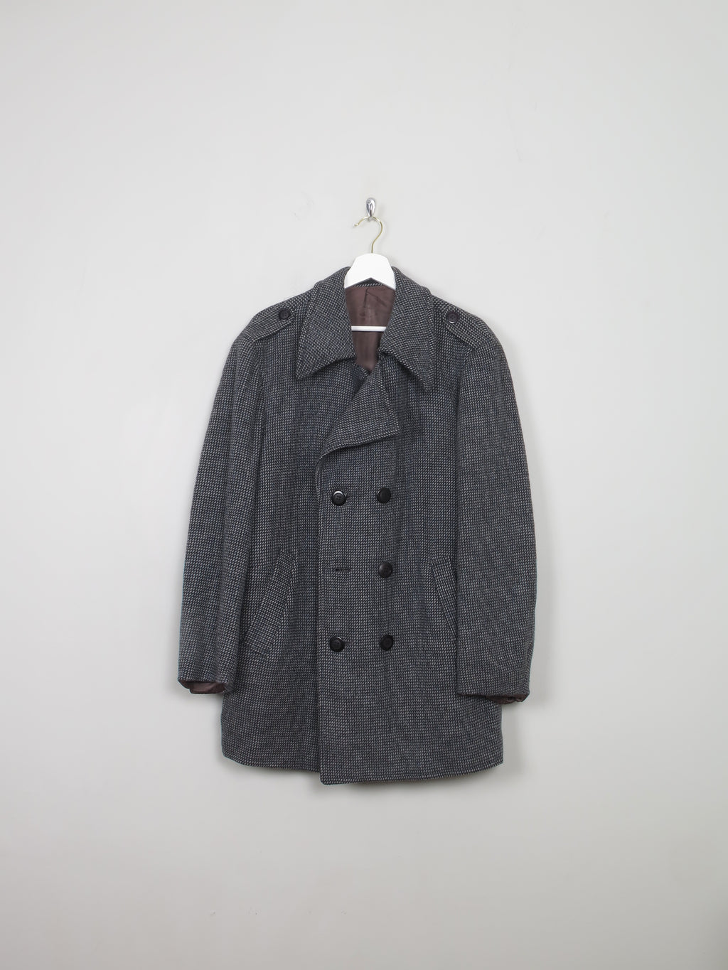 Men's Vintage Blue Tweed Short Coat 44/L