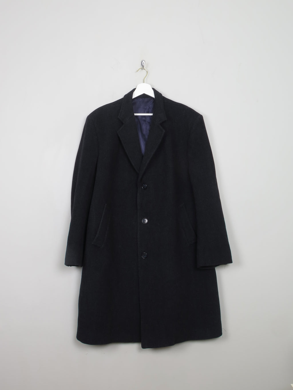 Men's Vintage Navy Wool Overcoat L/44