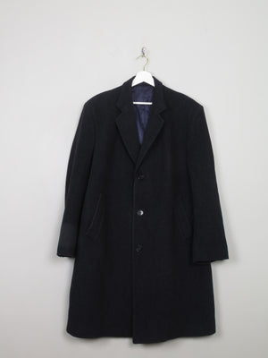 Men's Vintage Navy Wool Overcoat L/44