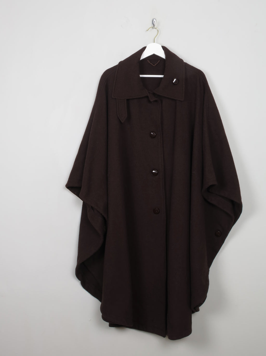 Women's Vintage Brown Wool Coat Cape One Size