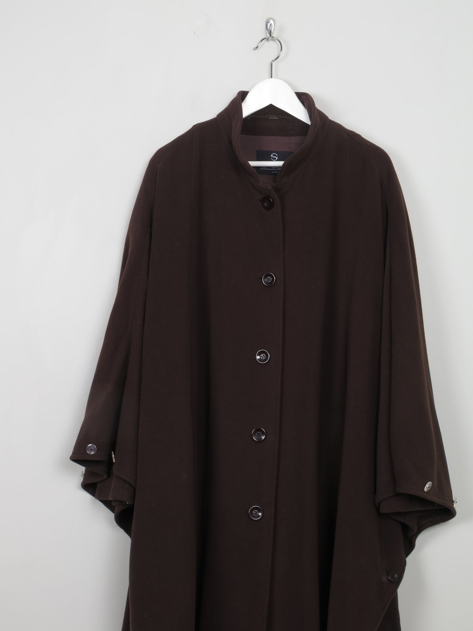 Women's Vintage Brown Cape Coat With Cashmere M/L