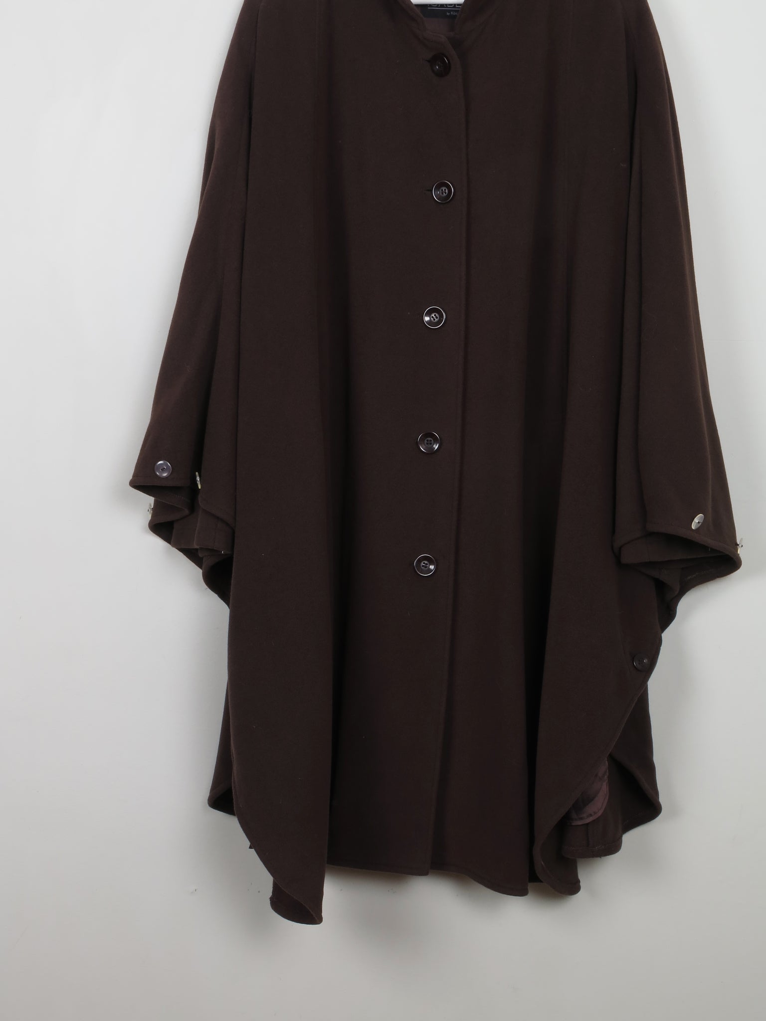 Women's Vintage Brown Cape Coat With Cashmere M/L