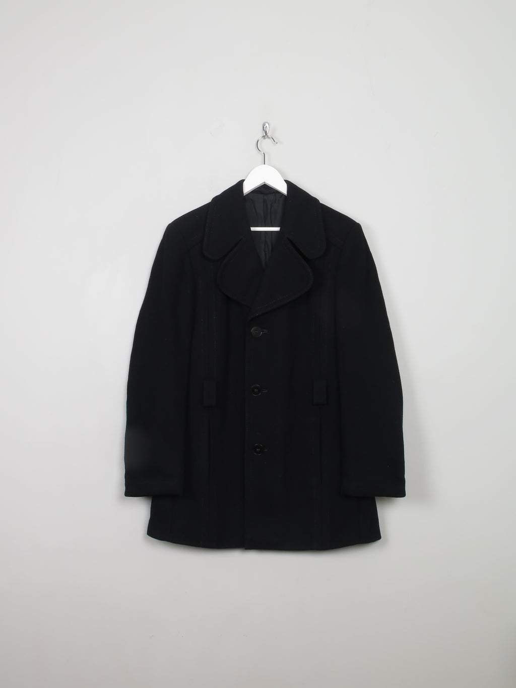 Men's Vintage Black Wool Short Coat