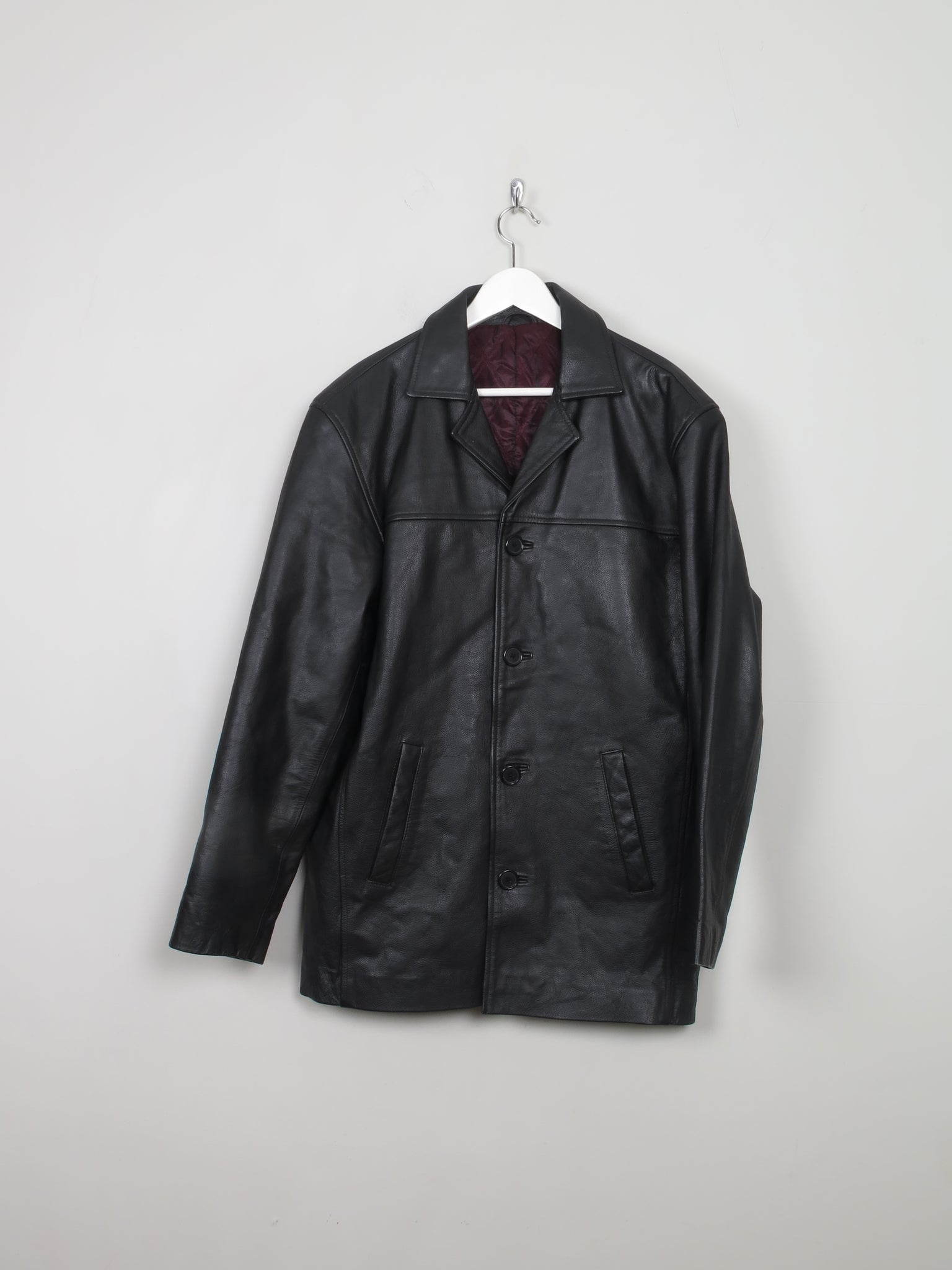 Men's Vintage Black Leather Jacket M