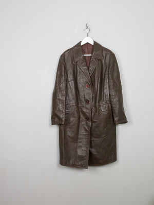 Women's Vintage Brown Leather Coat M/L