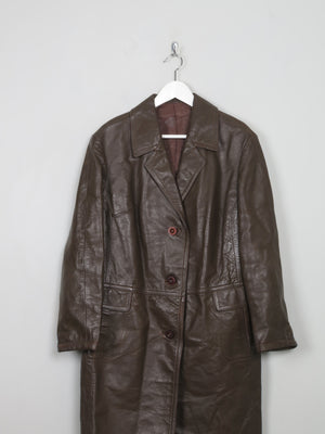 Women's Vintage Brown Leather Coat M/L