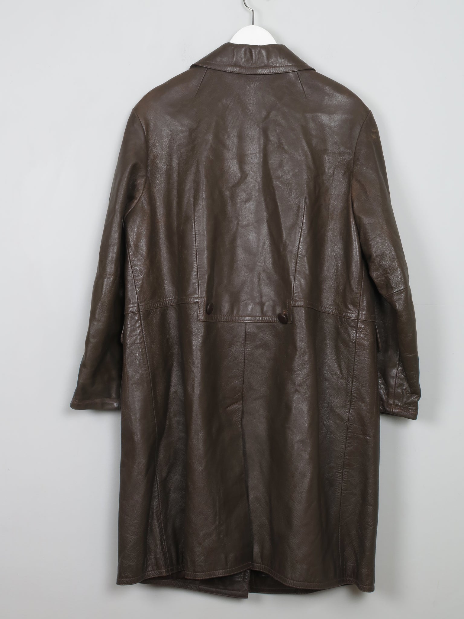 Women's Vintage Brown Leather Coat M/L