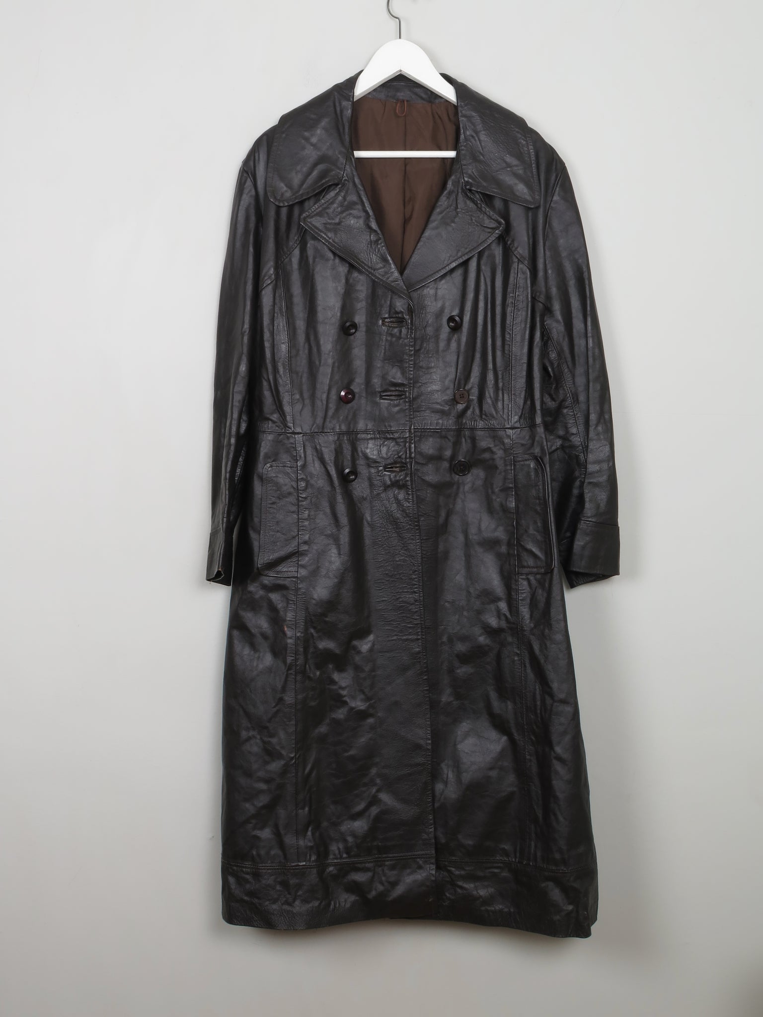 Women's Brown Leather Trench Coat M