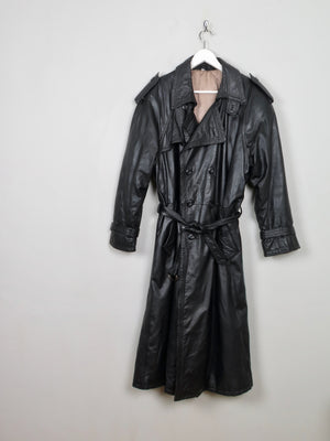 Men's Vintage Black Leather Trench Coat M/L