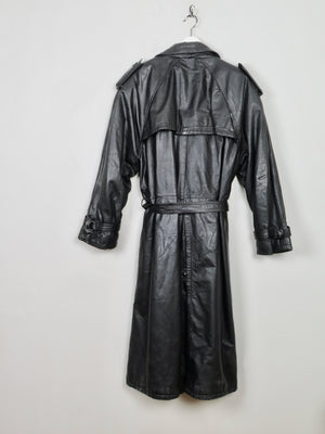 Men's Vintage Black Leather Trench Coat M/L