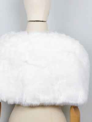 Women's New White faux Fur Cape With Bow