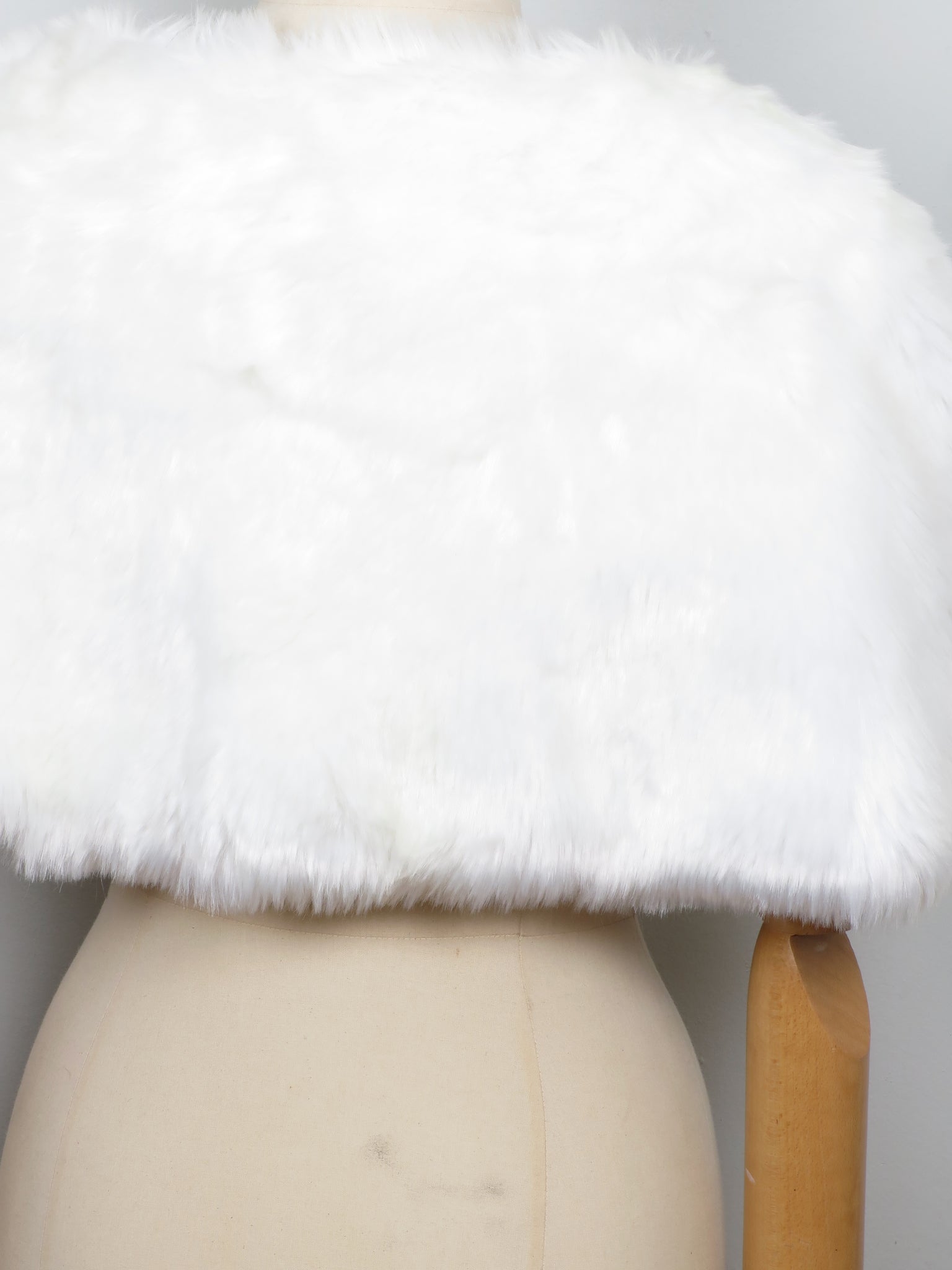 Women's New White faux Fur Cape With Bow