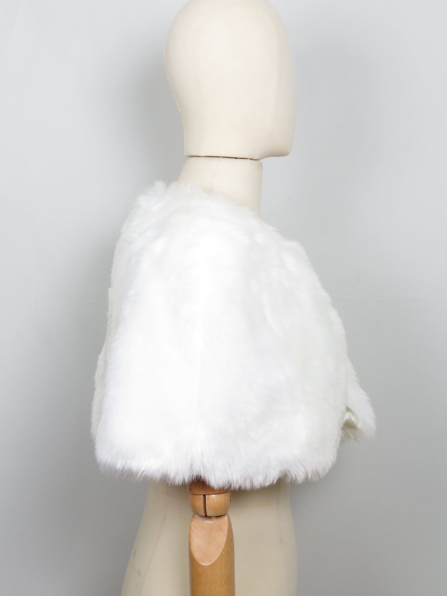 Women's New White faux Fur Cape With Bow