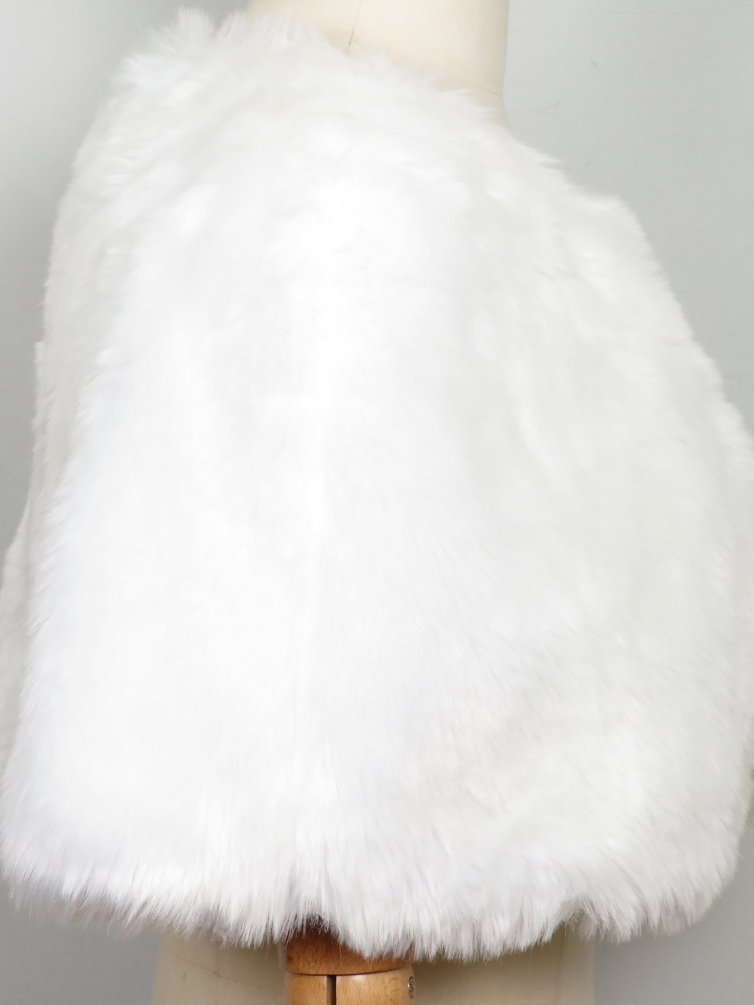 Women's New White faux Fur Cape With Bow