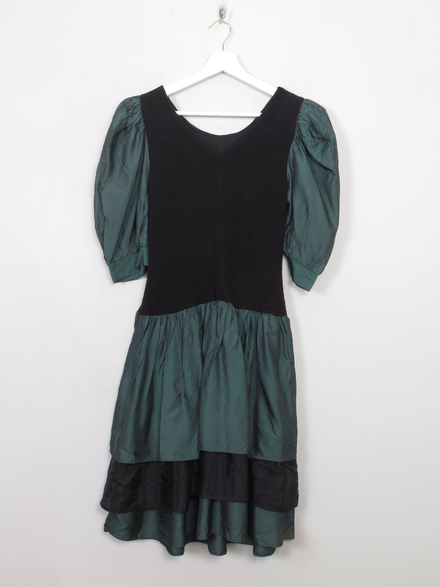Vintage Black & Green 80s Party Dress