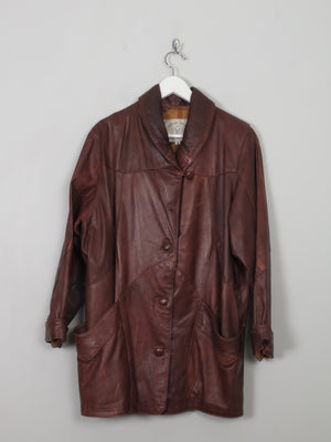 Women's Vintage Brown Leather Long Jacket S/M